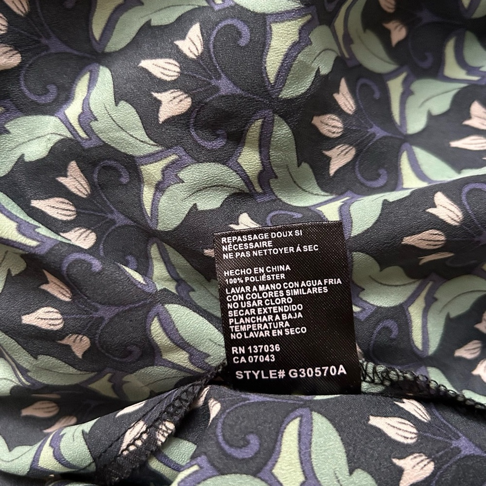 Ethereal Paper Crane Backless Dress Three Quarter Sleeves Blue Green Floral Sz L - Picture 8 of 11